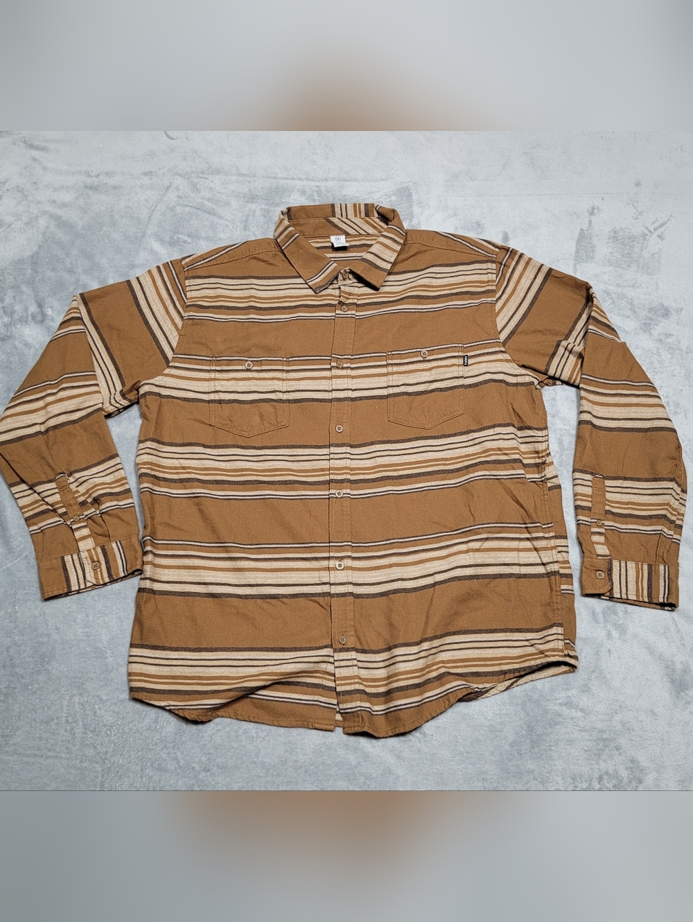 Hurley Men's Portland Long Sleeve Brown Brushed Flannel Button Down Flannel XL